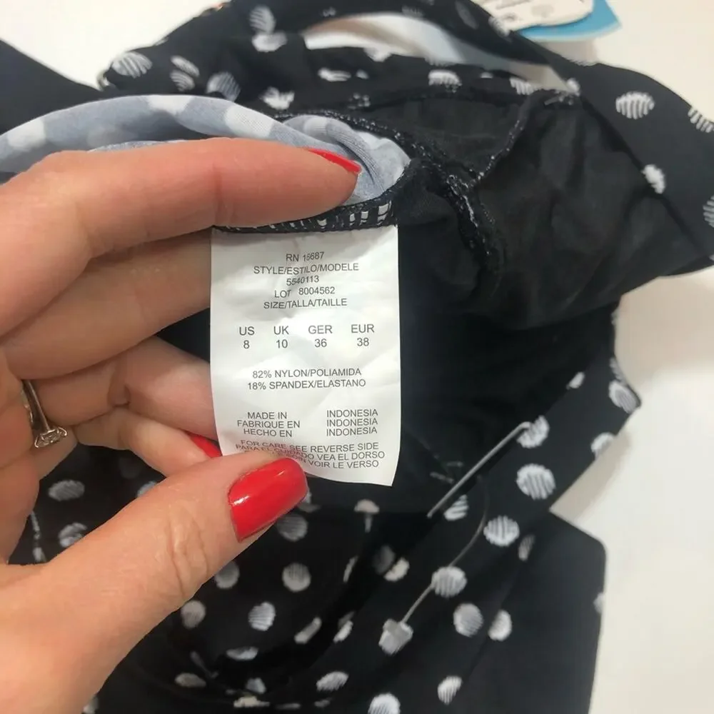 Swim Solutions black polka dot Tiered Tankini Top